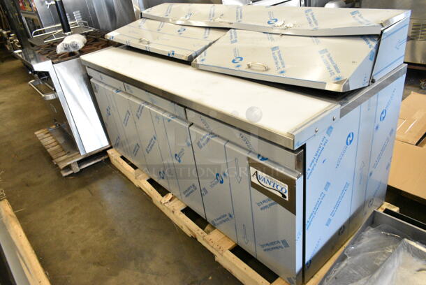 BRAND NEW SCRATCH AND DENT! 2024 Avantco 447APST72 Stainless Steel Commercial Sandwich Salad Prep Table Bain Marie Mega Top. 115 Volts, 1 Phase. Tested and Working! - Image 2 of 10