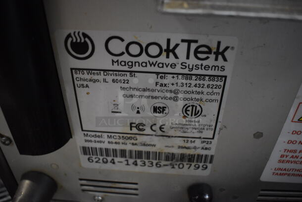 2014 CookTek MC3500G Stainless Steel Commercial Countertop Electric Powered Single Burner Induction Range. 208-240 Volts, 1 Phase. 14x17x5 - Image 6 of 6
