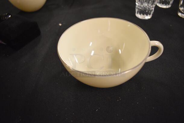 ALL ONE MONEY! Lot of Lenox Olympia PL X-303P Ivory Tea Cups, Teapot With Lid, Cream Teapot, and Sugar Bowl With Lid - Image 3 of 6