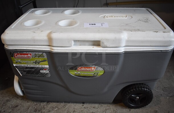Coleman Gray and White Poly Portable Cooler. 32x15x18