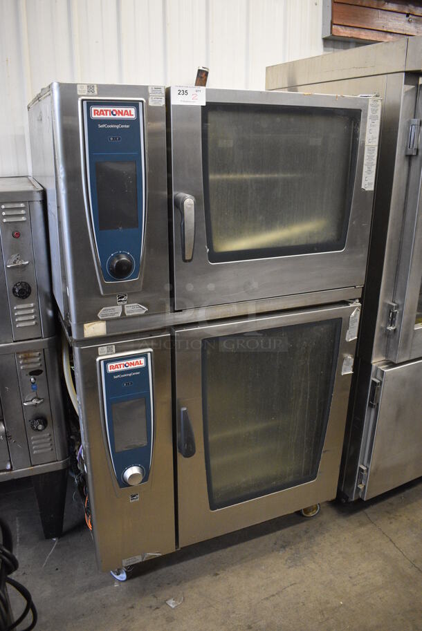 2 2016 Rational Stainless Steel Commercial Combitherm Self Cooking Center Convection Ovens on Commercial Casters. Top Model: SCC WE 62. Bottom Model: SCC WE 102. Picture of Unit Powered on is Included. 480 Volts, 3 Phase. 42x42x73. 2 Times Your Bid! - Image 3 of 11
