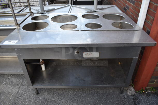Stainless Steel Natural Gas Powered Steam Table w/ Metal Under Shelf.