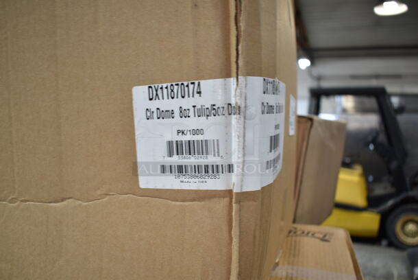 PALLET LOT of 42 BRAND NEW Boxes Including 127CH12F Choice 12 oz. Clear RPET Tall Hinged Deli Container - 200/Case, 966TALLFLDB Choice White Tall-Fold 6" x 13" Dispenser Napkin - 8000/Case, 15909144 Araven 09144 ColorClip 6 Gallon / 96 Cup Polypropylene Light-Duty Shelf Ingredient Bin, 8 Box 612W65 Choice Insulated Foil Sandwich Wrap Sheets 14" x 16" - 1000/Case, 5002CPTEC Lavex 2-Ply White Center Pull Economy Paper Towel Roll, 500 Sheets / Roll - 6/Case, 5002CPTENAT Lavex 2-Ply Natural Kraft Center Pull Paper Towel 510' Roll - 6/Case, Visions Stemless White Plastic Glasses, Dinex DX11870174 Clear Dome Disposable Lid for Dinex DXSWC6 6 oz. Clear Tulip Bowls, Dinex DXSWC8 8 oz. Clear Tulip Bowls, Carlisle 4531 5 oz. Tulip Dish, and Carlisle 4535 8 oz. Clear Tulip Bowls - 1000/Case, 245CB10 Choice 10" x 10" x 2" White Customizable Corrugated Plain Pizza Box - 50/Bundle, 2 Box 966UPWIDEKFT-500 OneUp by Choice Kraft 2-Ply Wide Interfold 6 1/2" x 8 1/2" Dispenser Napkin - 6000/Case. 42 Times Your Bid! - Image 12 of 12