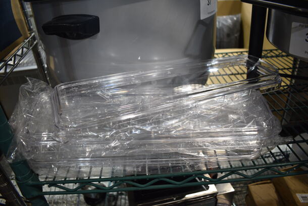 BRAND NEW SCRATCH AND DENT! Set of 4 Clear Poly Hoppers w/ Drip Tray.  - Image 5 of 5
