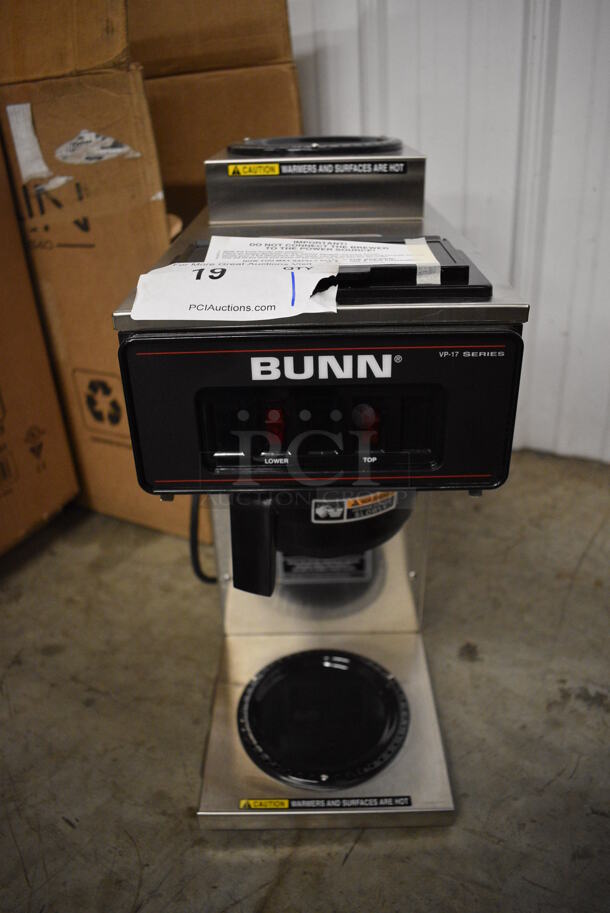 BRAND NEW IN BOX! 2022 Bunn VP17-2 Stainless Steel Commercial Countertop 2 Burner Coffee Machine. 120 Volts, 1 Phase. 8x18x19. Tested and Working!