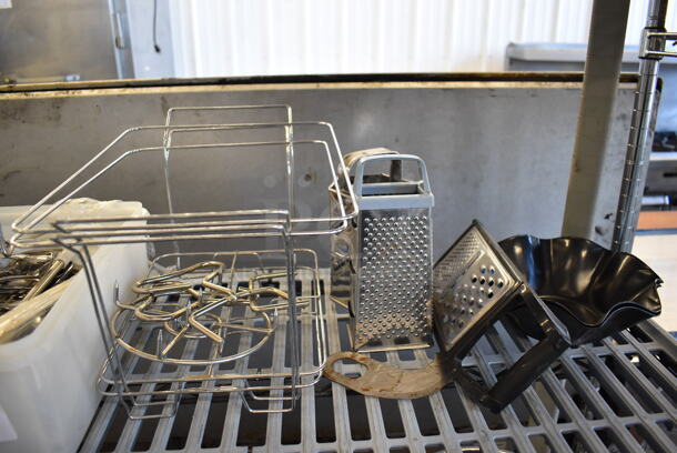 ALL ONE MONEY! Tier Lot of Various Items Including Graters, Chafing Dish Frames and Silverware - Image 3 of 4