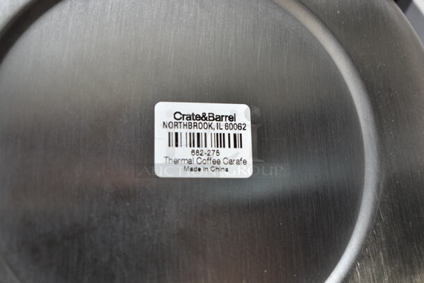 BRAND NEW SCRATCH AND DENT! Crate & Barrel 682-275 Stainless Steel Thermal Coffee Carafe.  - Image 3 of 3