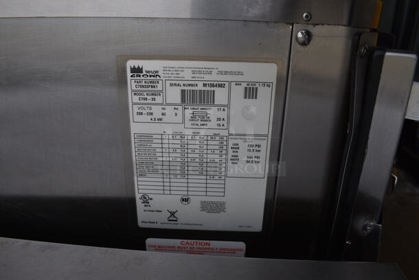 Taylor Model C709-33 Stainless Steel Commercial Countertop Air Cooled Single Flavor Soft Serve Ice Cream Machine. Comes w/ Extra Panel. 208-230 Volts, 3 Phase. 22x30x35.5 - Image 7 of 8