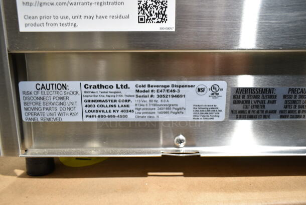 BRAND NEW SCRATCH AND DENT! Crathco BASE E47/E49-3 Classic Bubbler Series Quadruple 2.4 Gallon Bowl Stainless Steel Cold Beverage Dispenser. Base Only. Tested and Working! - Image 5 of 5