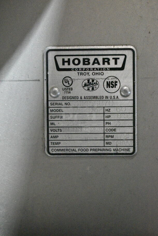 Hobart MG2032 Metal Commercial Floor Style Electric Powered Meat Mixer Grinder on Commercial Casters. 208 Volts, 3 Phase. Tested and Working! - Image 7 of 7