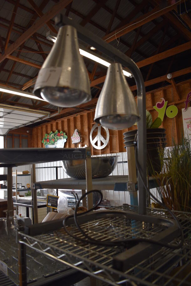 Metal Commercial Countertop 2 Head Warming Lamp. 14x20x23. Tested and Working! - Image 2 of 4