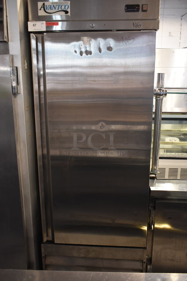 Avantco 178CFD1RR Stainless Steel Commercial Single Door Reach In Freezer w/ Poly Coated Racks on Commercial Casters. 115 Volts, 1 Phase. Tested and Powers On But Does Not Get Cold - Image 3 of 7