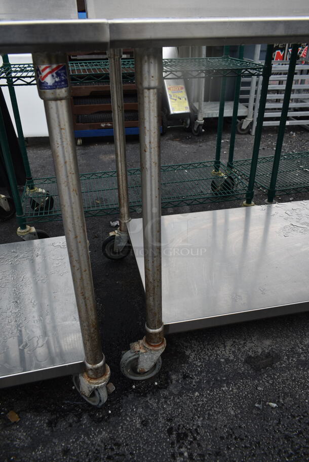 John Boos Stainless Steel Commercial Table w/ Commercial Can Opener Mount, Under Shelf and Back Splash on Commercial Casters. - Image 4 of 6