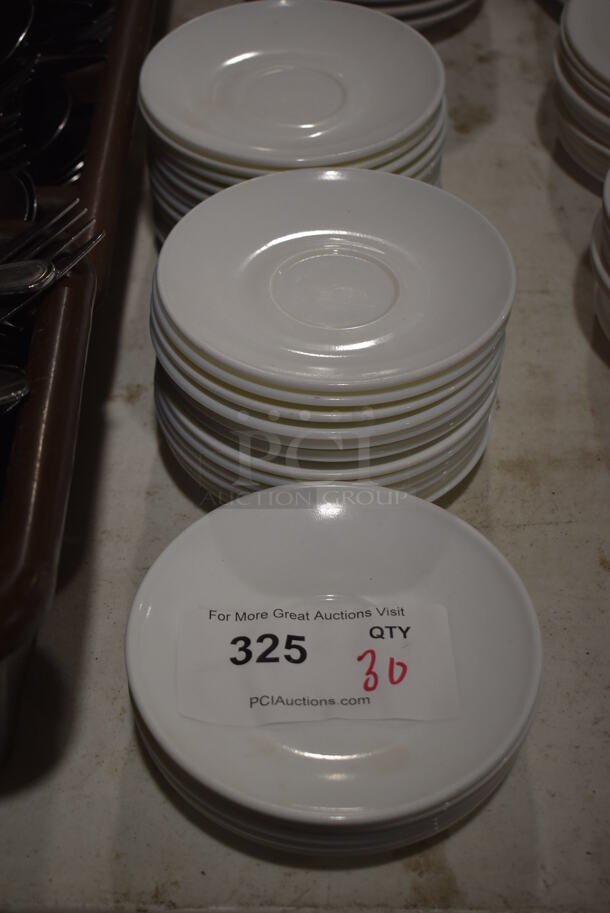 30 White Ceramic Saucers. 6x6x1. 30 Times Your Bid!