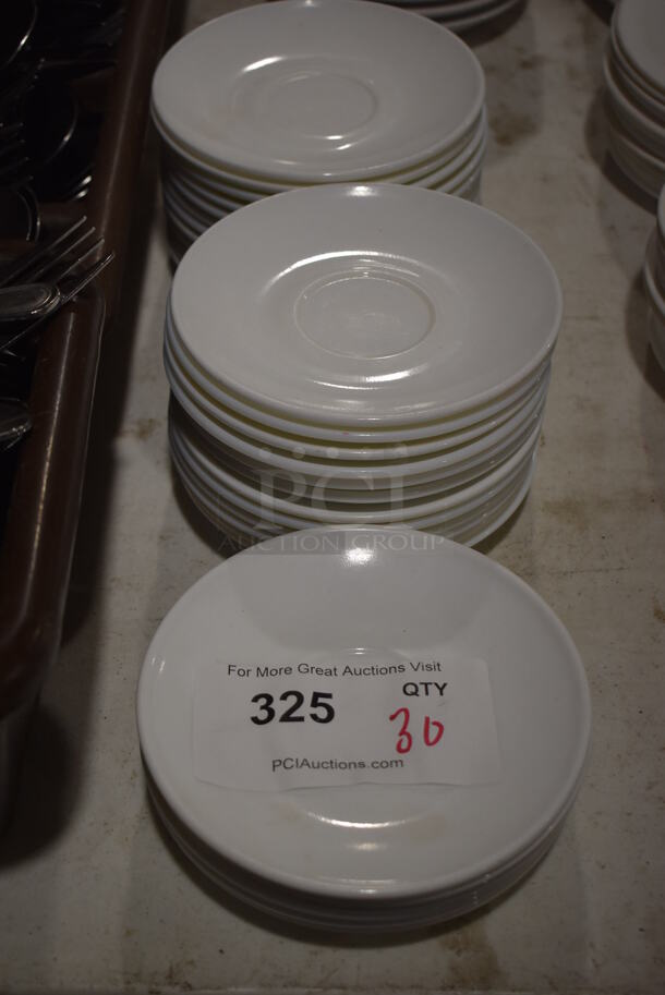 30 White Ceramic Saucers. 6x6x1. 30 Times Your Bid! - Image 1 of 3