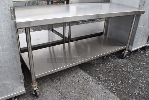 Stainless Steel Commercial Table w/ Under Shelf on Commercial Casters. 72x30x34