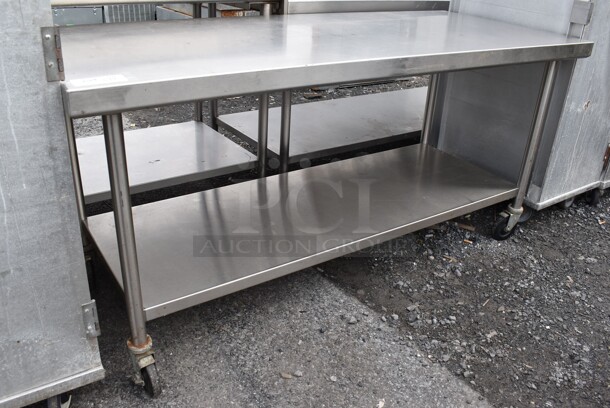 Stainless Steel Commercial Table w/ Under Shelf on Commercial Casters. 72x30x34 - Image 1 of 4