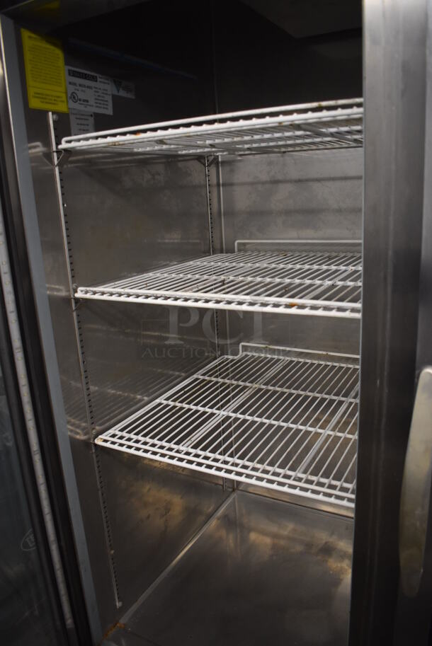 Maxx Cold MXCR-49GD Stainless Steel Commercial 2 Door Reach In Cooler Merchandiser w/ Poly Coated Racks on Commercial Casters. 115 Volts, 1 Phase. 54x32x83. Tested and Working! - Image 4 of 6