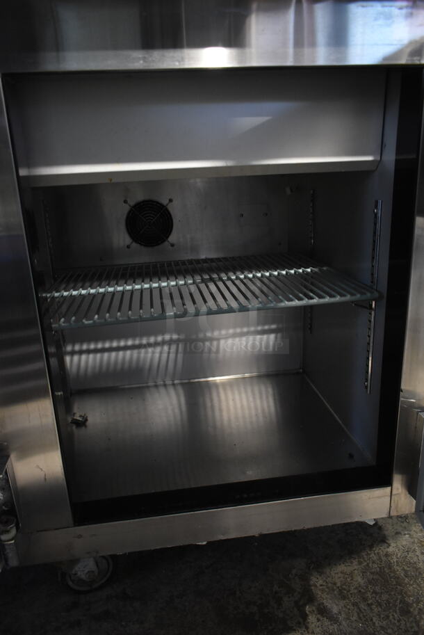 2015 Leader ESLM72S/C Stainless Steel Commercial Prep Table w/ Glass Over Shelf on Commercial Casters. 115 Volts, 1 Phase. Tested and Working! - Image 8 of 8