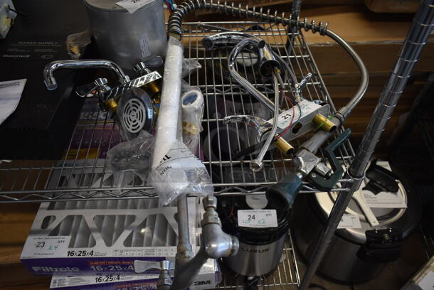 ALL ONE MONEY! Lot of 9 Various Items Including Faucet, Parts to Sink, Spray Nozzle Attachment. - Item #1112222