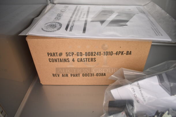 BRAND NEW SCRATCH AND DENT! Beverage Air SPE60HC-10 Stainless Steel Commercial Elite Series 60" 2 Door Refrigerated Sandwich Prep Table on Commercial Casters. 115 Volts, 1 Phase. Tested and Working! - Image 11 of 12