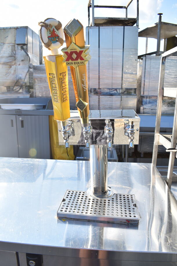 2022 Micro Matic MBB78S-E HC Stainless Steel Commercial Direct Draw Kegerator w/ 2 Kegs, 4 Couplers and 4 Head Beer Tower. 115 Volts, 1 Phase. Tested and Powers On But Does Not Get Cold - Image 2 of 6