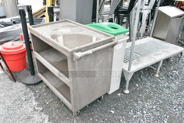 3 Poly Items; 2 Slim Jim Trash Cans and 3 Tier Cart. 3 Times Your Bid!  - Image 1 of 9