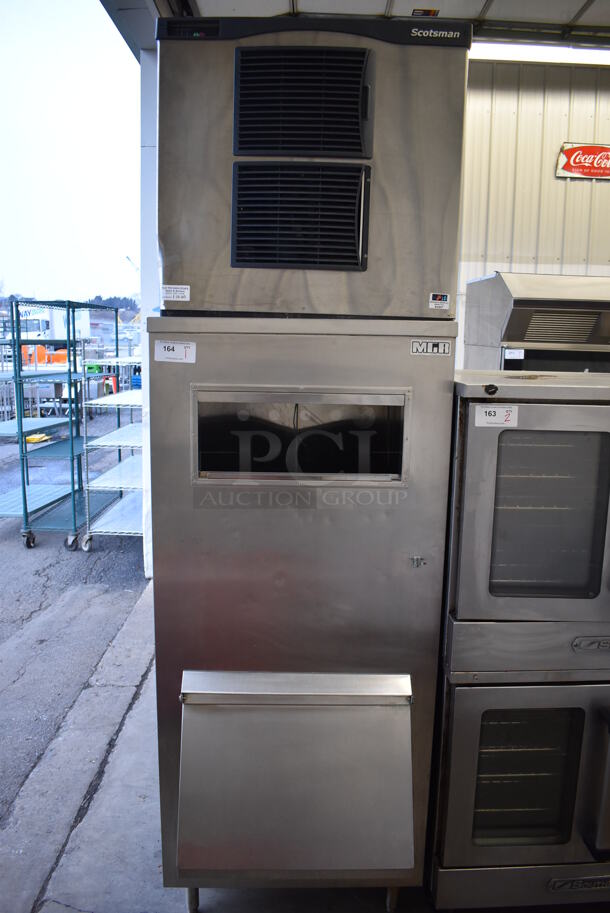 Scotsman C0830SA-32B Stainless Steel Commercial Ice Head on Commercial Bin. 208/230 Volts, 1 Phase. 30x35x99