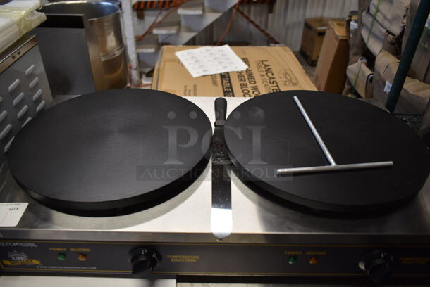BRAND NEW SCRATCH AND DENT! 2023 Carnival King 382TCM16DBL Stainless Steel Commercial Countertop 16" Dual Non-Stick Crepe Maker. 208/240 Volts, 1 Phase. Tested and Working! - Image 2 of 4