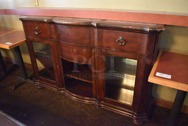 Wooden Buffet Cabinet. BUYER MUST REMOVE. 66x18x42. (Susquehanna Ale House) - Image 2 of 3