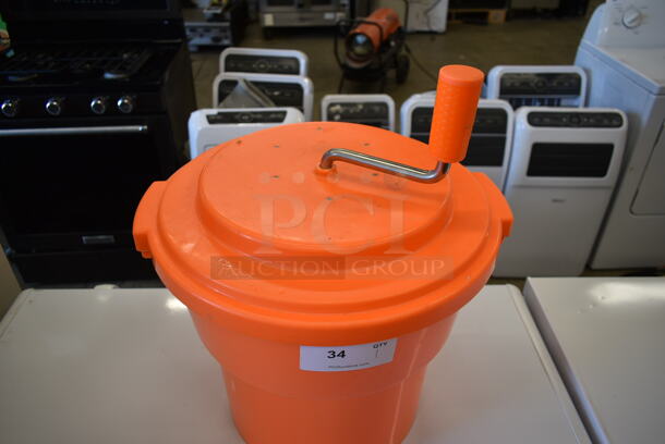 Orange Poly Lettuce Spinner Salad Spinner. - Image 3 of 6