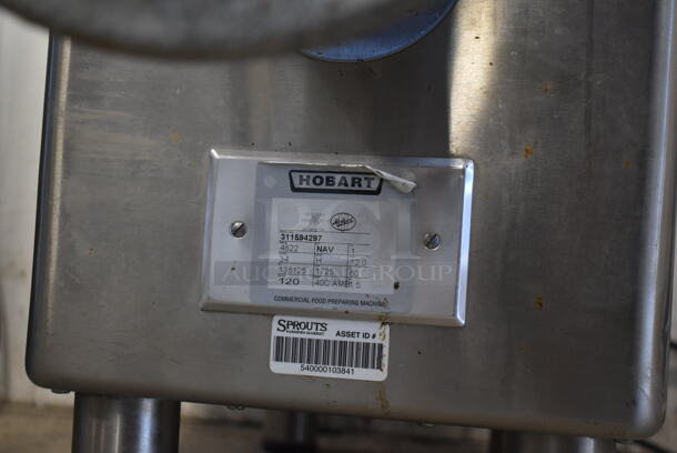 LATE MODEL! Hobart 4822 Stainless Steel Commercial Countertop Meat Grinder w/ Tray and Pusher. 120 Volts, 1 Phase. Tested and Working! - Image 5 of 5