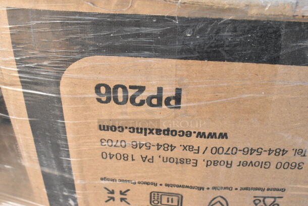 28 BRAND NEW Boxes Including 485WB9NEONW Straw 9" Wide Boba Neon, 182RRF14 Choice 10" x 14" Plastic Food Bag On A Roll - 1000/Case, 433CARTRAY2L EcoChoice Molded Fiber / Pulp 8-44 oz. 2-Cup Carrier with Large Tray - 100/Case, 500TO993 Choice 9" x 9" x 3" Microwaveable 3-Compartment Black / Clear Plastic Hinged Container - 100/Case, 395TO661 EcoChoice No PFAS Added 6" x 6" x 3" Bamboo / Bagasse Blend Take-Out Container - 500/Case, 966TALLFLDB Choice White Tall-Fold 6" x 13" Dispenser Napkin - 8000/Case, 795PTOKFT1 Choice 4 5/8" x 3 1/2" x 2 1/2" Kraft Microwavable Folded Paper #1 Take-Out Container - 450/Case, 130BSPORKWP Medium Weight Black Plastic Spork, 129MCR16B Choice 16 oz. Black 6 1/4" Round Microwavable Heavy Weight Container with Lid - 150/Case. 28 Times Your Bid!  - Image 11 of 12