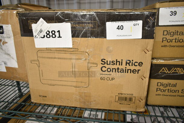BRAND NEW SCRATCH AND DENT! Emperor's Select 60 Cup Insulated Sushi Rice Container with Stainless Steel Finish - Image 2 of 3