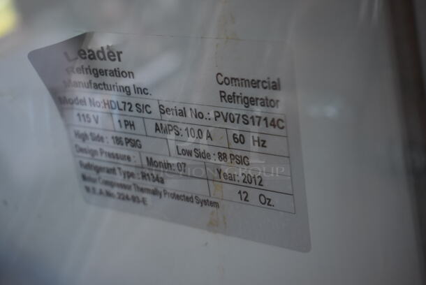 2012 Leader HDL72 S/C Metal Commercial Floor Style Deli Display Case Merchandiser. 115 Volts, 1 Phase. 72x33x52.5. Tested and Working! - Image 5 of 7