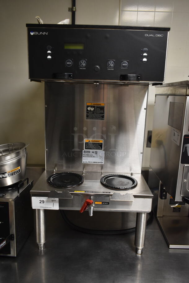 2012 Bunn DUAL GPR DBC Stainless Steel Commercial Countertop Double Coffee Machine w/ Hot Water Dispenser, 2 Metal Coffee Satellites and 2 Metal Brew Baskets. 120/208-240 Volts, 1 Phase. Tested and Working! (ice room) - Image 5 of 8