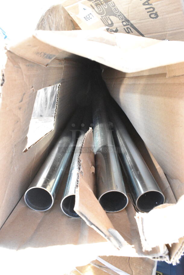 5 BRAND NEW SCRATCH AND DENT! Items Including 600STR62KD Regency 62" Tubular Rack Wall Mounted Shelf, 600DOS1284 Regency Stainless Steel Double Deck Overshelf - 12" x 84" x 32", 460EGP74 Regency 74" NSF Green Epoxy Post, 460EGPC64 Regency 64" NSF Green Epoxy Mobile Shelving Post, 357FBT2084A0 BASE&TOP PLATE UR22. 5 Times Your Bid!  - Image 6 of 7