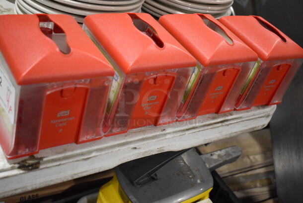 4 Tork Xpressnap Clear and Red Poly Napkin Dispensers. 6x5x6. 4 Times Your Bid! - Image 2 of 4