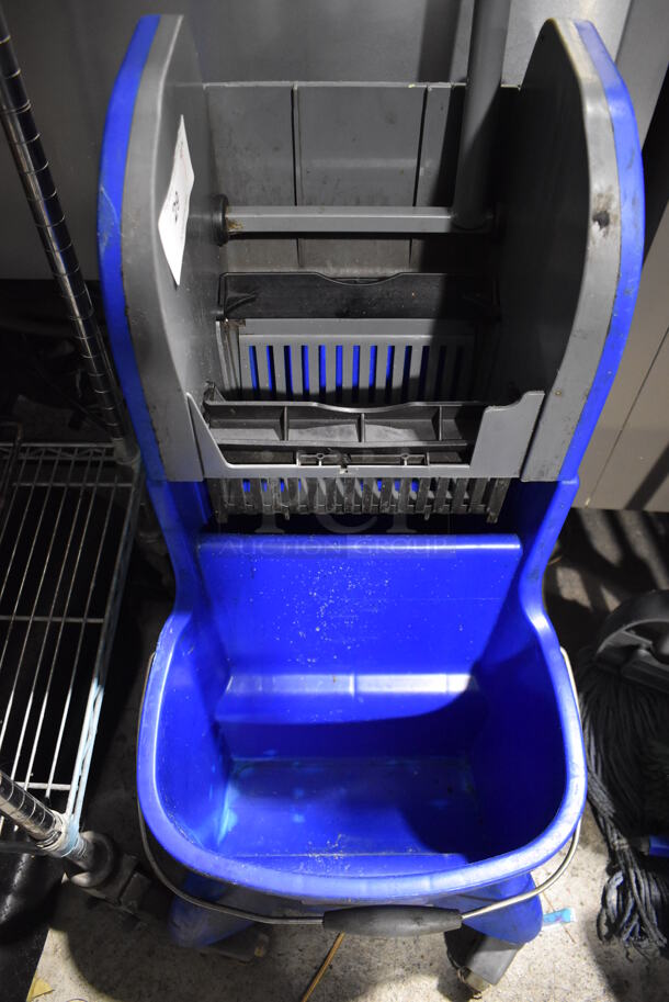 Blue Poly Mop Bucket w/ Wringing Attachment on Commercial Casters. 15x22x40 - Image 4 of 4