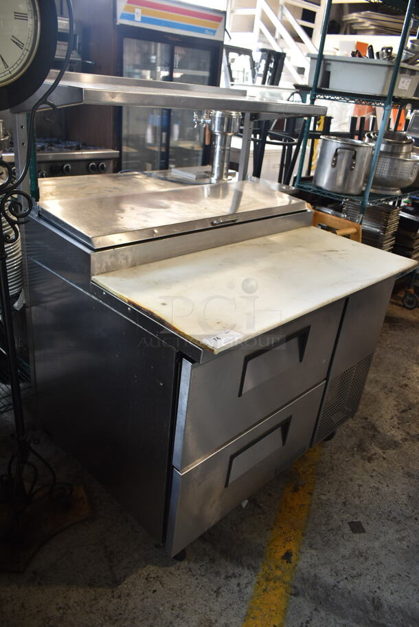 2016 True TPP-44D-2 Stainless Steel Commercial Pizza Prep Table w/ 2 Drawers on Commercial Casters. 115 Volts, 1 Phase. Tested and Powers On But Does Not Get Cold - Image 3 of 9