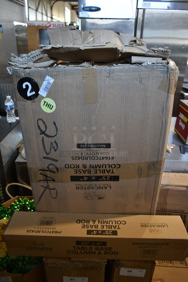 BRAND NEW SCRATCH AND DENT! Box of 8 Lancaster Table & Seating 164TCOLRD425 Table Base Column & Rod. - Image 1 of 6