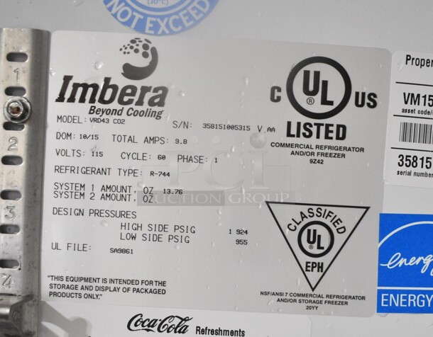 Imbera VRD43 ENERGY STAR Metal Commercial 2 Door Reach In Cooler Merchandiser w/ Poly Coated Racks. 115 Volts, 1 Phase. Cannot Test Due To Cut Power Cord - Image 5 of 6