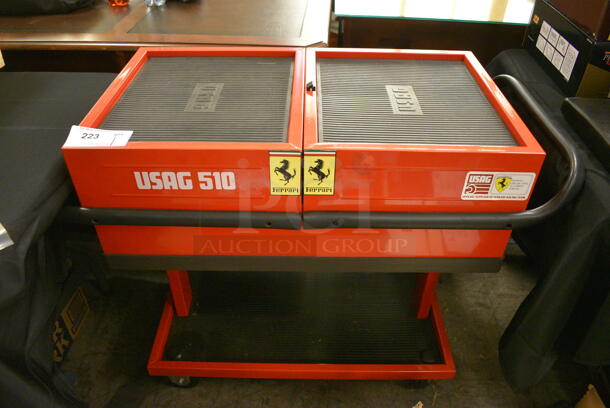 USAG 510 Red and Black Metal Cart on Commercial Casters.