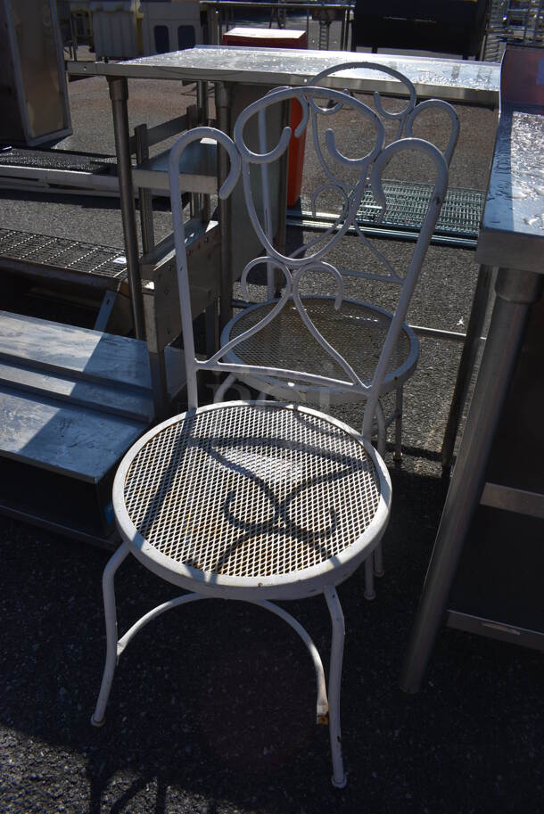 2 White Metal Mesh Patio Chairs. 17x17x73. 2 Times Your Bid! - Image 3 of 3