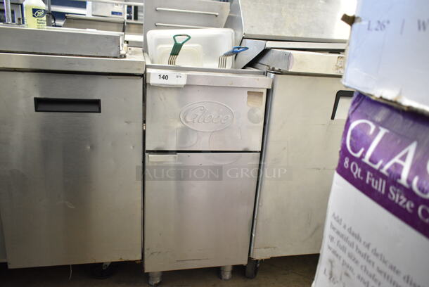 Globe GFF35G Stainless Steel Commercial Floor Style Natural Gas Powered Deep Fat Fryer. 90,000 BTU.  - Image 1 of 6