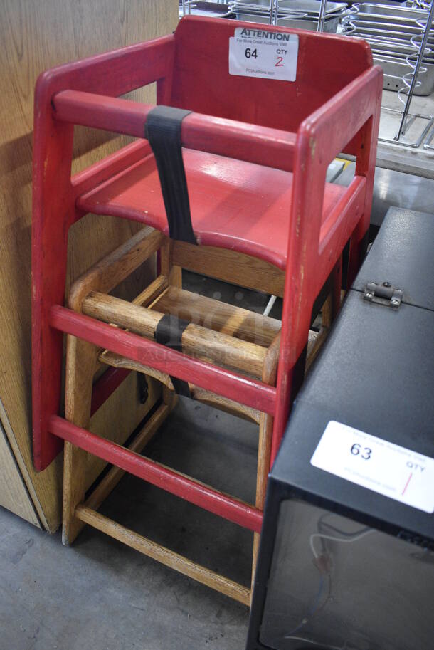 2 Wood Pattern High Chairs. 19x20x28. 2 Times Your Bid! - Image 2 of 3