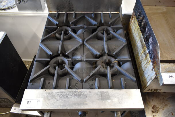 Garland SunFire X24-4L Stainless Steel Commercial Natural Gas Powered 4 Burner Range w/ Oven, Over Shelf and Back Splash. - Image 2 of 9