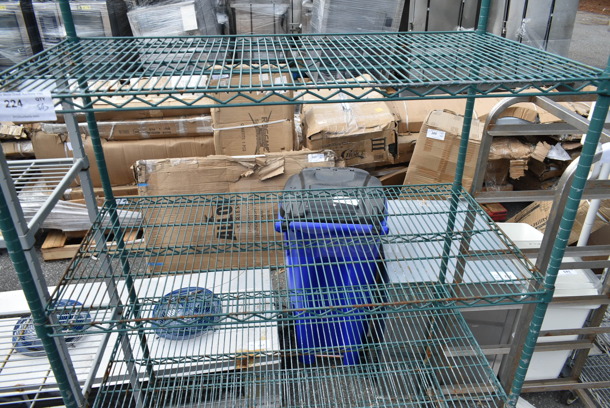 Green Finish Metal 4 Tier Shelving Unit. BUYER MUST DISMANTLE. PCI CANNOT DISMANTLE FOR SHIPPING. PLEASE CONSIDER FREIGHT CHARGES. - Image 2 of 3