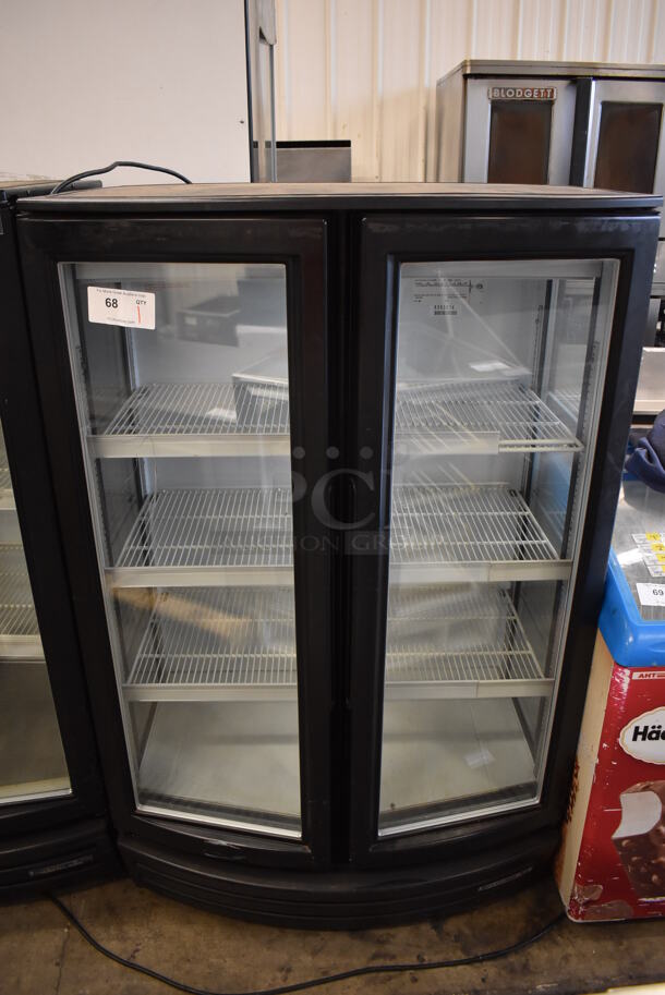 Beverage Air MM14GE Metal Commercial 2 Door Reach In Cooler Merchandiser w/ Poly Coated Racks. 115 Volts, 1 Phase. 36x25x57. Tested and Working!