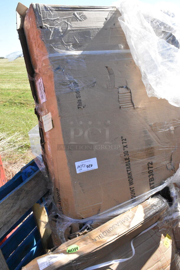 BRAND NEW SCRATCH AND DENT! 600WMTB3072 Regency 30" x 72" 16-Gauge 304 Stainless Steel Wall Mounted Table with 4 1/2" Backsplash. May Be Missing Pieces. - Image 2 of 3